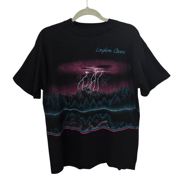 Vintage 1991 Habitat‎ Longhorn Cavern Shirt Large Lightning Single Stitch 90s - Picture 1 of 12